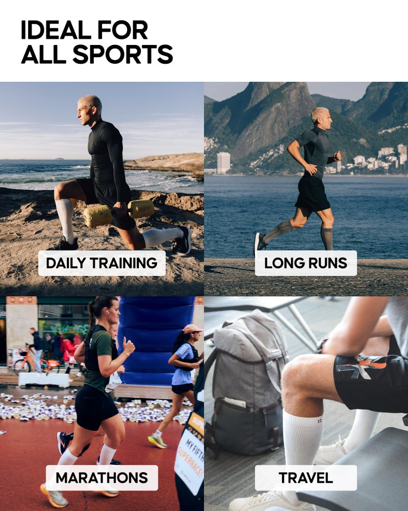DANISH ENDURANCE أكمام ضغط الساق المتدرجة من دانش إندورانس 21-26 مم زئبق للرجال والنساء، أبيض صلب، زوج واحد، متوسط - Image 4